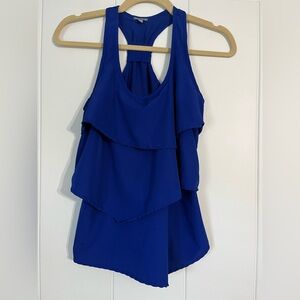 Charlotte Russe Y2K Blue Asymmetrical Tiered Tank Top